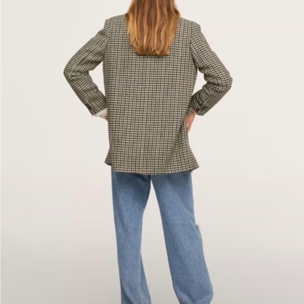 MANGO Houndstooth Wool Blend Coat Oversized Size XS - Picture 2 of 6